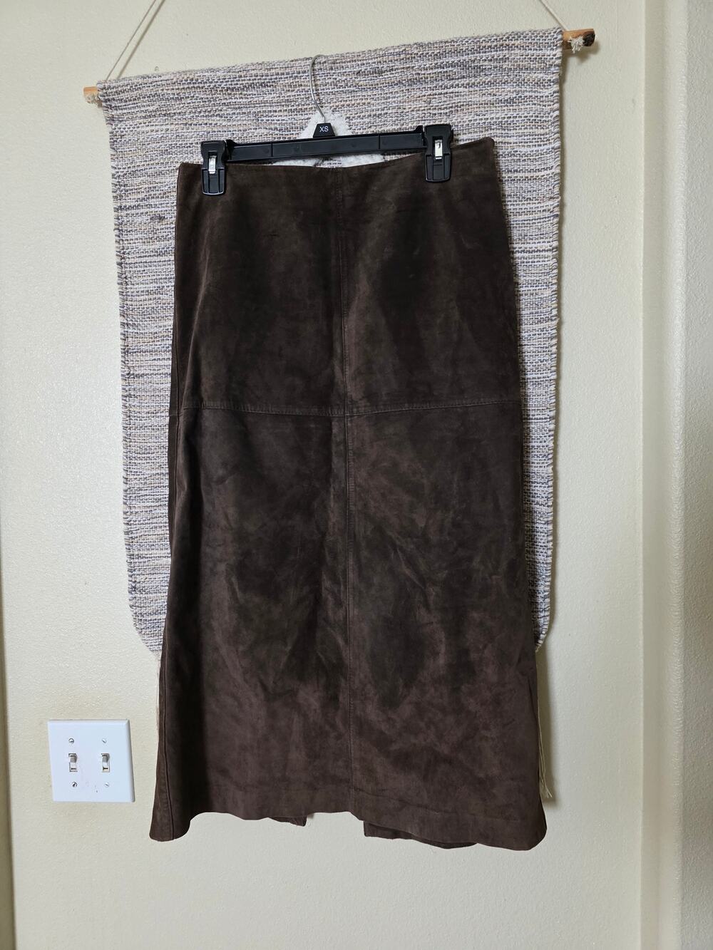 Ann Taylor Genuine Leather Suede Skirt Brown Size 6 A-Line maxi